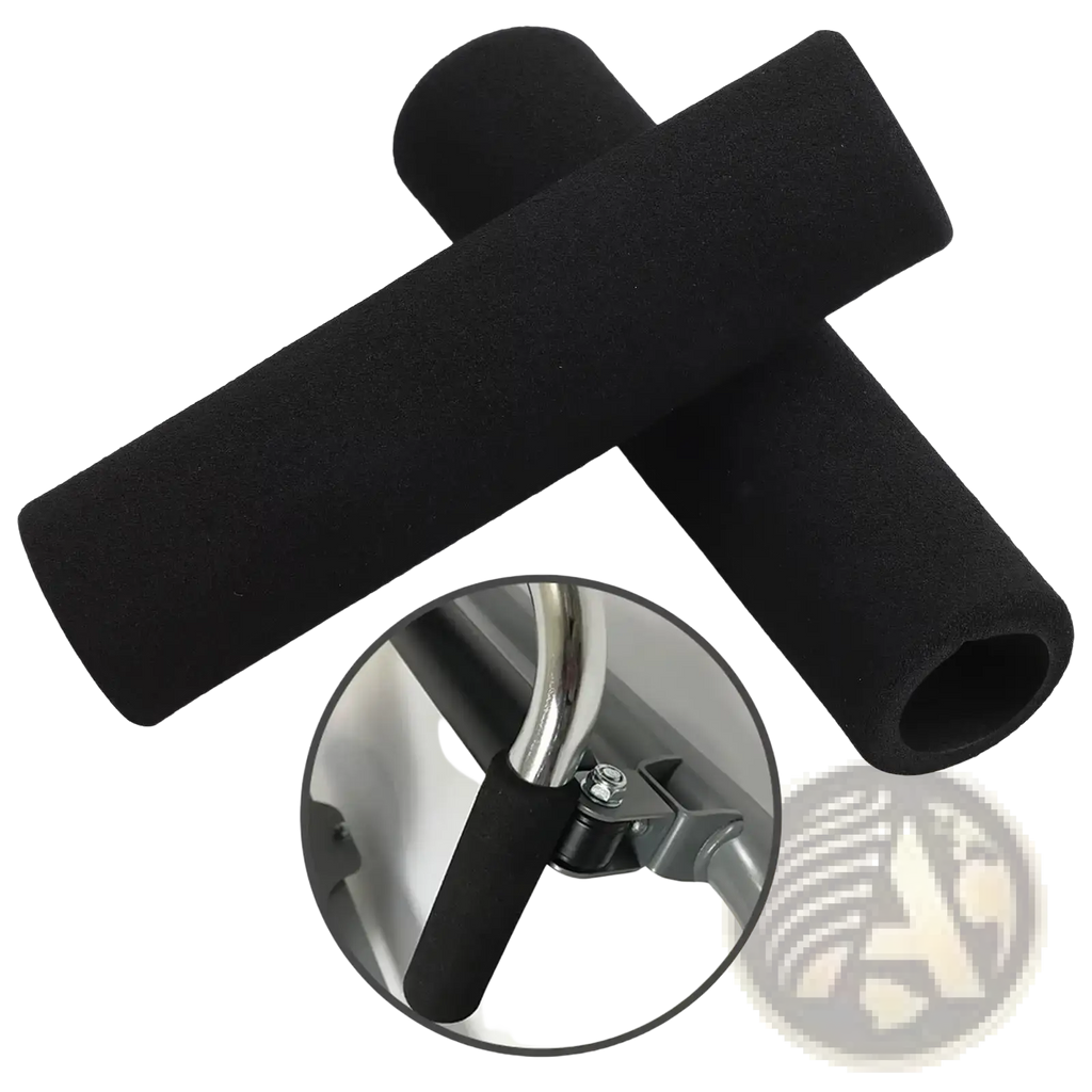Black foam tubing grips for pull up bars handle covers made of soft foam for comfortable exercise equipment handles
