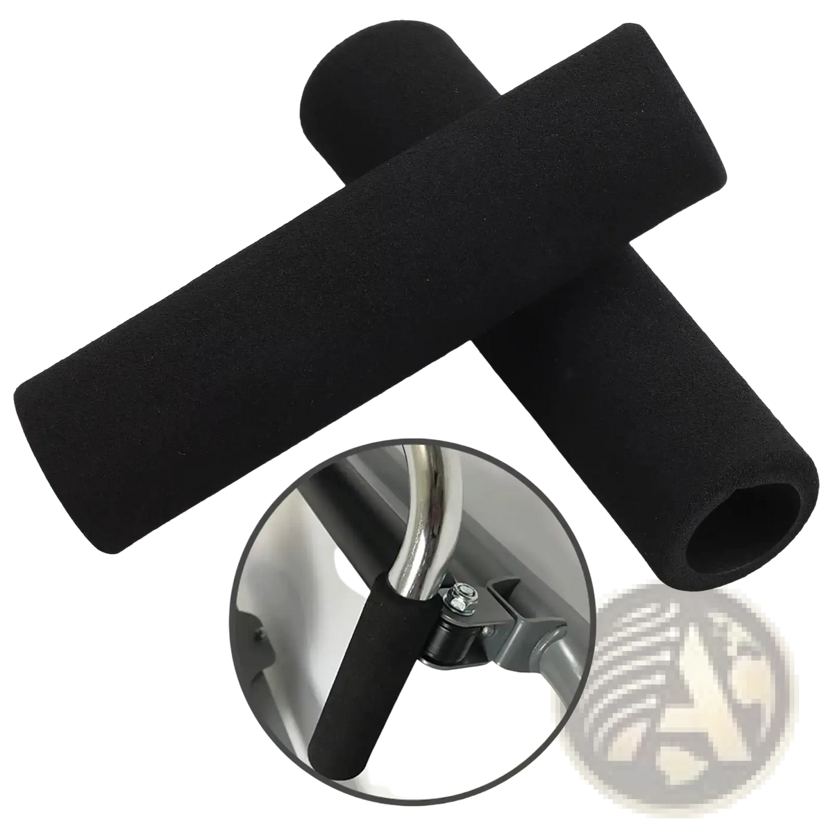 Black foam tubing grips for pull up bars handle covers made of soft foam for comfortable exercise equipment handles