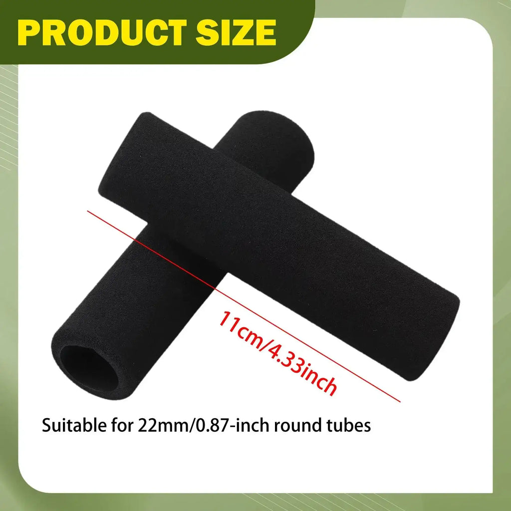 Black foam grip sleeves made of soft foam for 22mm round tubes used as pull up bars handle covers