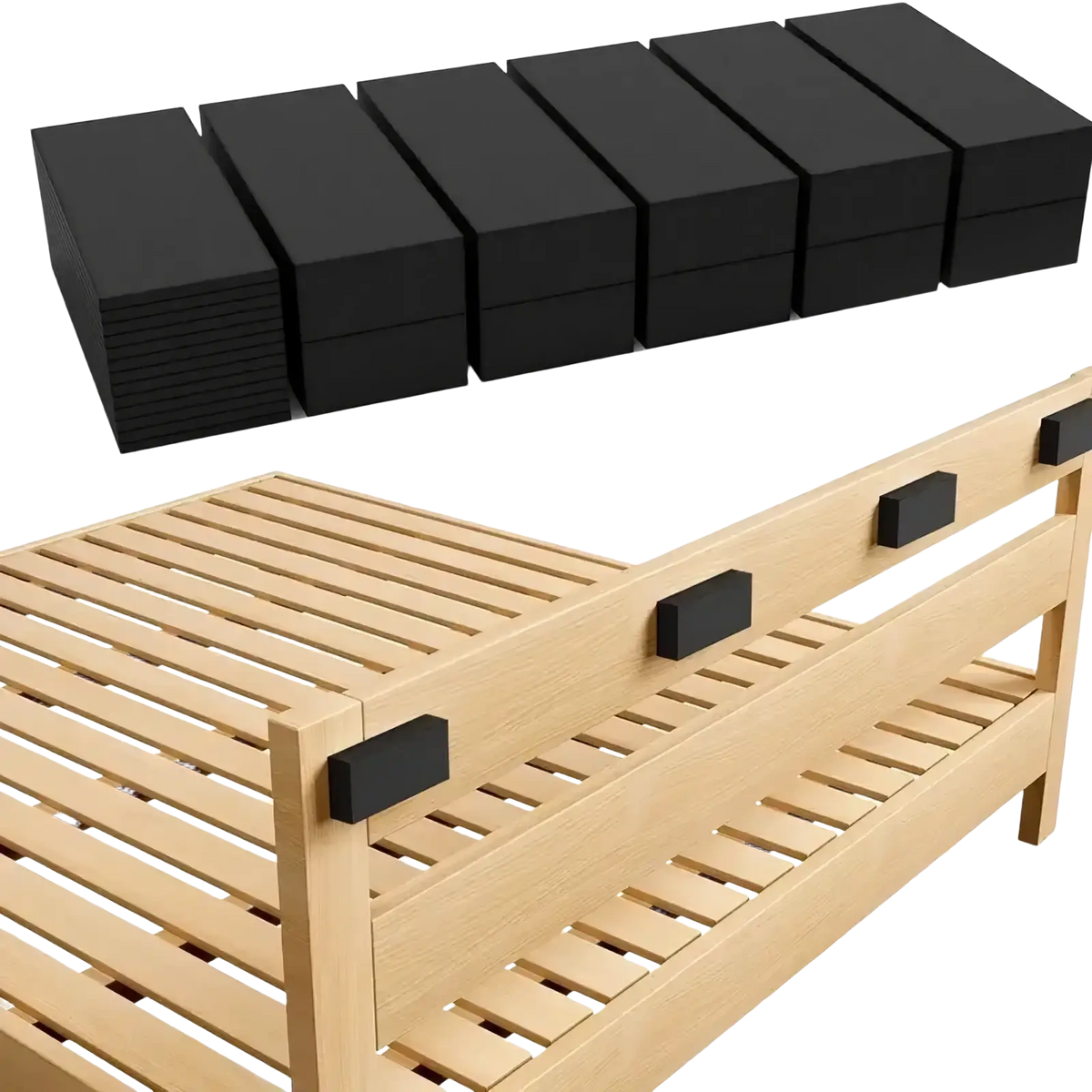 Black rectangular rubber foam wall protectors with self adhesive backing for furniture pads to prevent damage