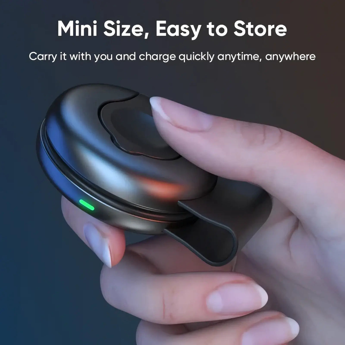 Foldable 3-in-1 magnetic wireless charger featuring a black mini wireless charging pad with a green led indicator light
