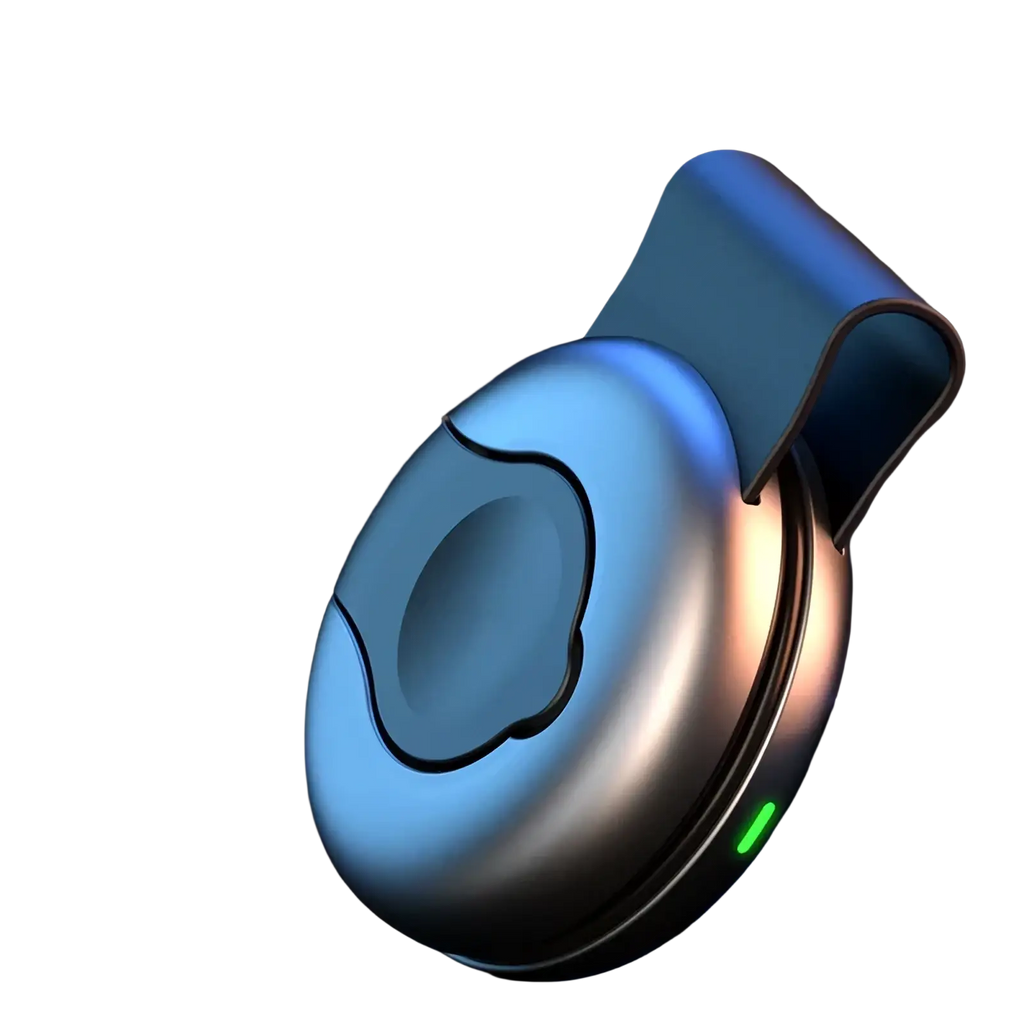 Foldable 3-in-1 magnetic wireless charger in blue and silver with a sleek rounded foldable mini design
