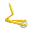 Yellow plastic foldable adjustable phone stand designed for tablets and phones with portability features