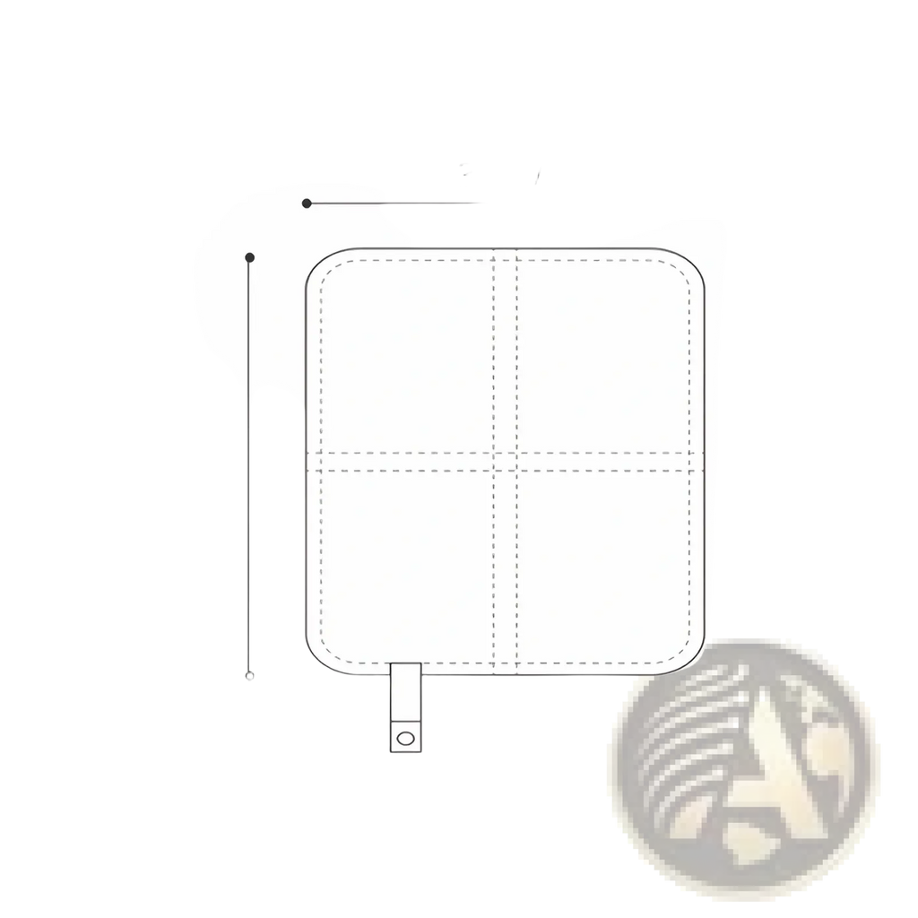 Square foldable camping seat cushion 35cm by 37cm with rounded corners, loop for hanging, and moisture proof material