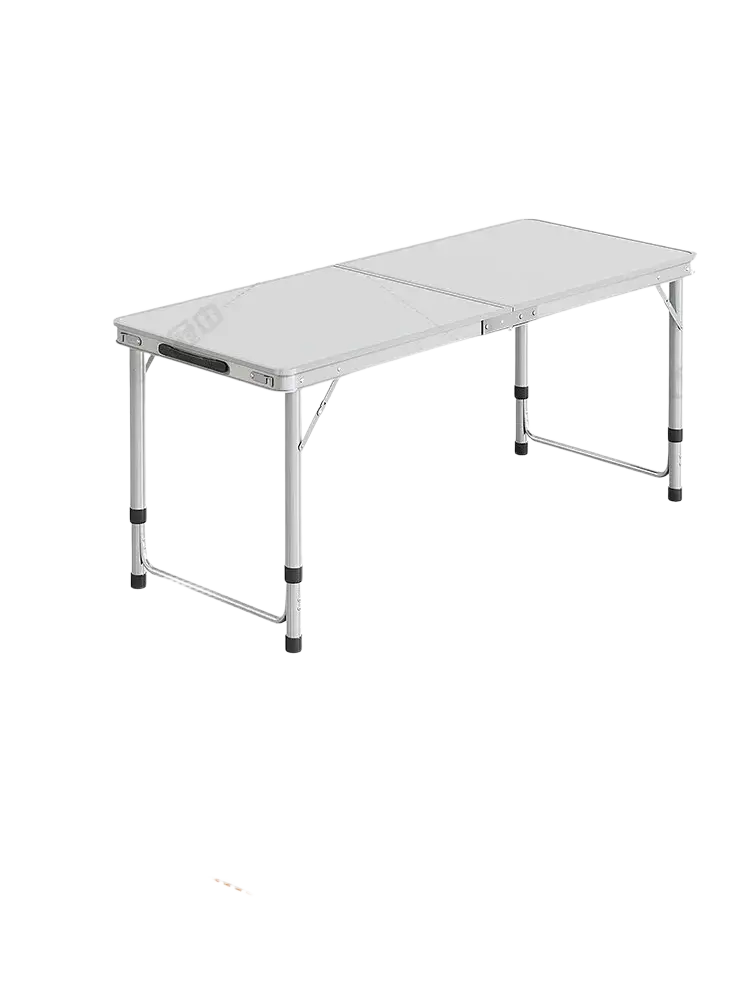 A sleek white foldable camping table set with stools featuring a sturdy aluminum frame and adjustable height settings