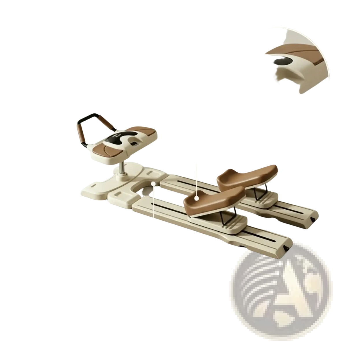 Beige and black foldable core crawling machine with knee pads padded seats and digital display ergonomic design