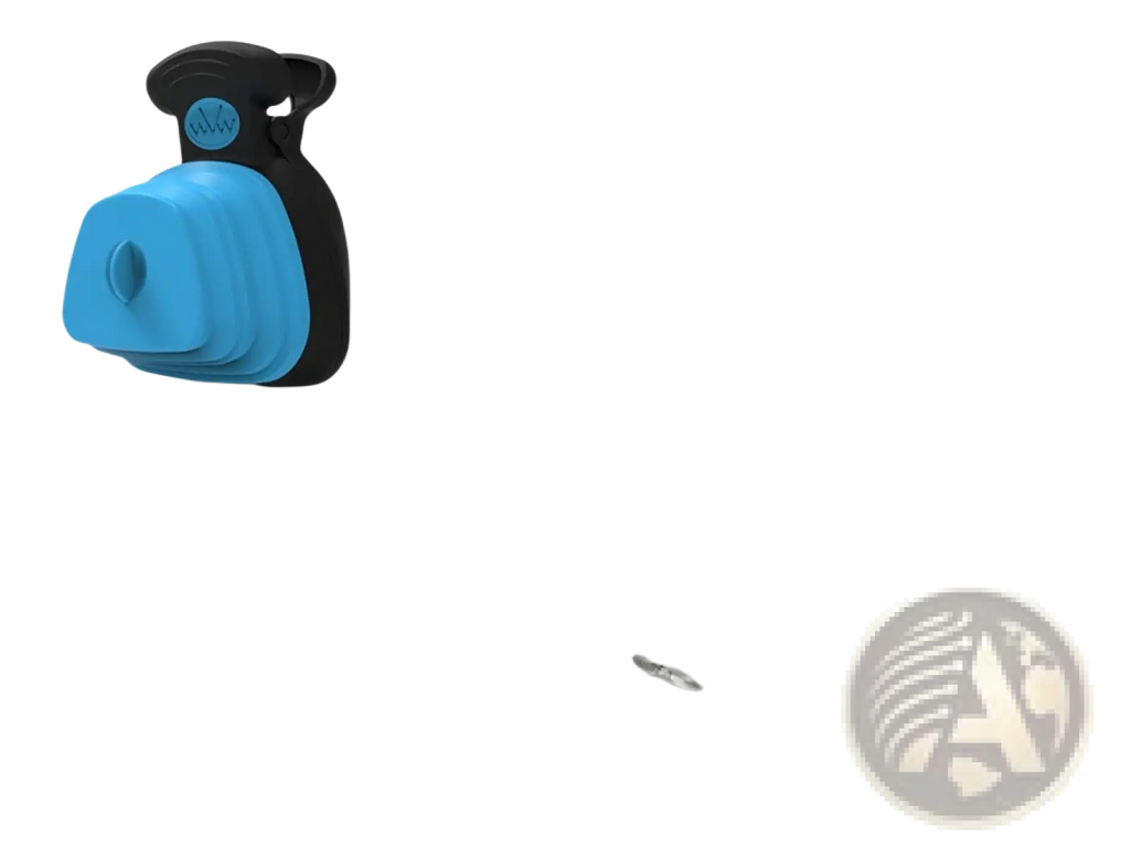 Blue and black silicone foldable dog poop bag dispenser with waste scooper for convenient pet waste management