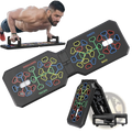 Foldable push up board with black foldable push-up training pad featuring colorful muscle-targeting zones for chest shoulders and triceps