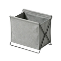 Gray fabric foldable storage basket with a black metal frame designed for durable and stylish storage solutions