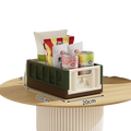 Foldable storage basket plastic stackable organizer with green and white leaf-patterned compartments showing actual goods without chromatic aberration