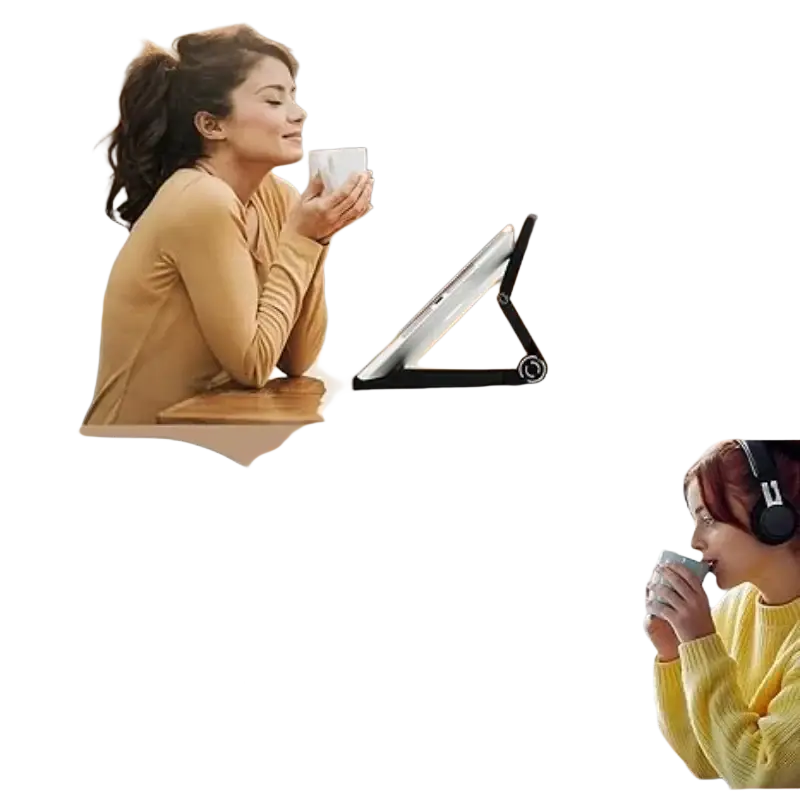 Black foldable tablet phone stand with 180 degree multi-angle adjustment for portable monitor and versatile viewing positions