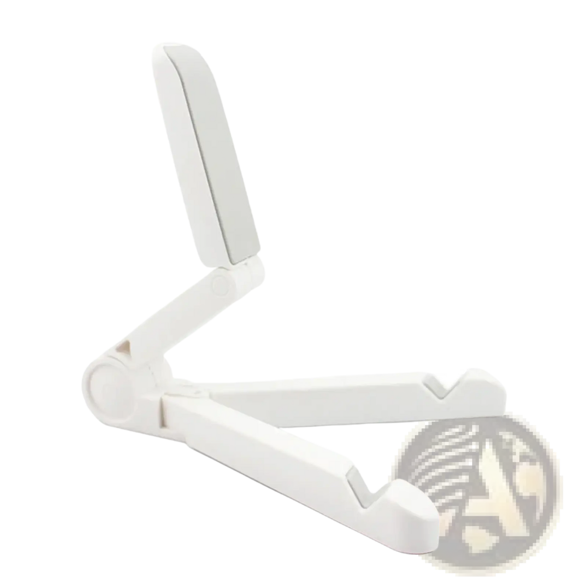 White foldable tablet stand and phone holder desktop mount made of durable material for versatile device support