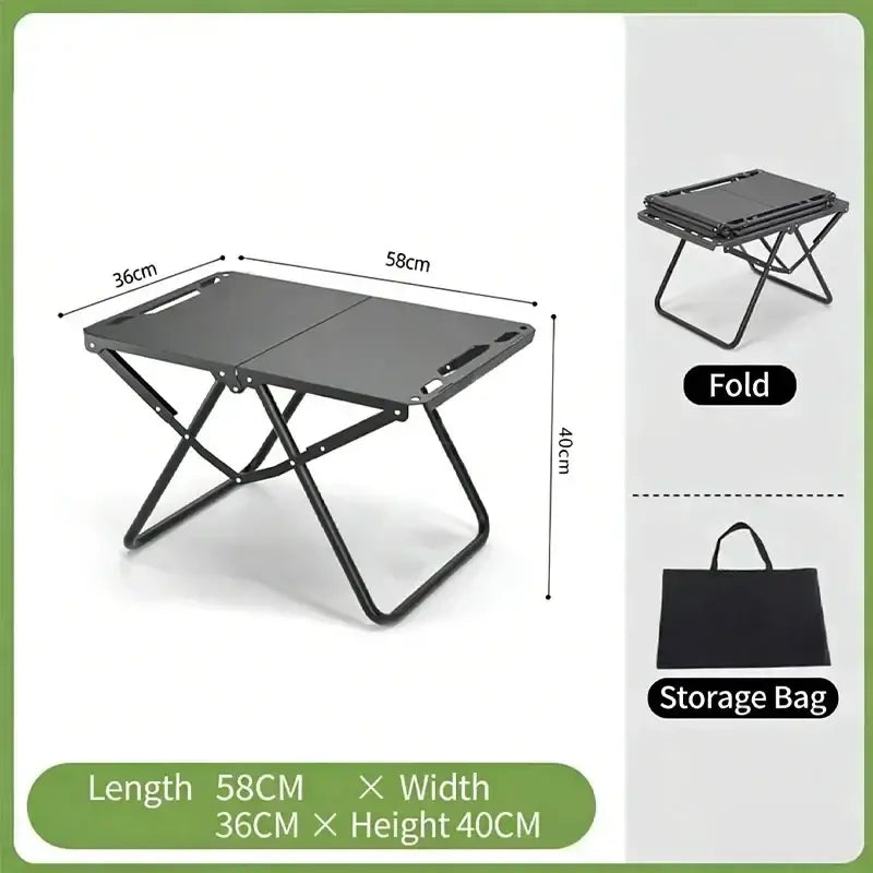 Black foldable camping table with sleek minimalist design and sturdy metal frame made in mainland china mainland china