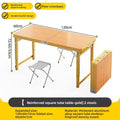 Gold-colored folding picnic table with reinforced square tube frame fireproof density board top and double handle design