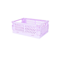 Lavender foldable plastic storage boxes basket with lattice design and reinforced corners for desktop organization