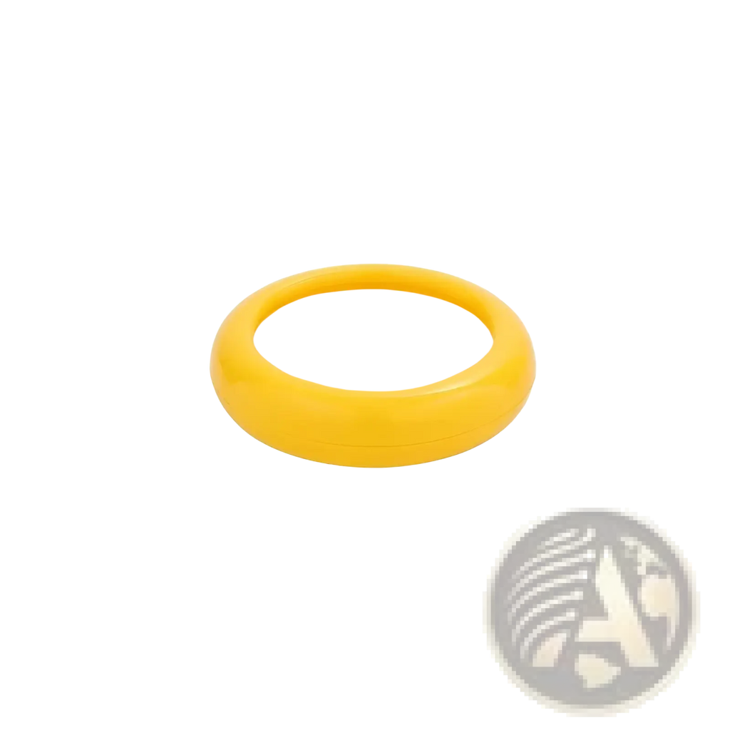 Bright yellow plastic ring with smooth glossy finish and transparent center from food storage container set fresh keeping box 4pc