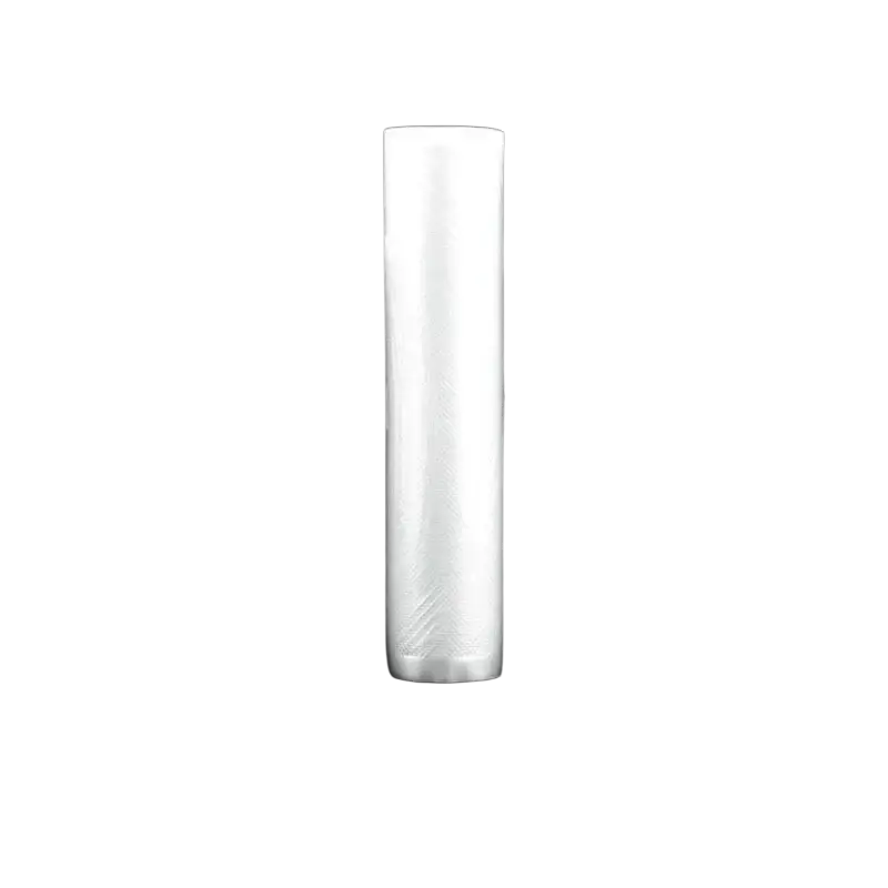 A roll of transparent glossy food vacuum sealer bags 25cm wide and 500cm long for efficient storage