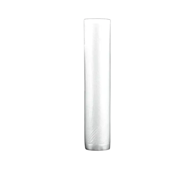 A roll of transparent thin plastic food vacuum sealer rolls 28cm wide and 500cm long for storage bags