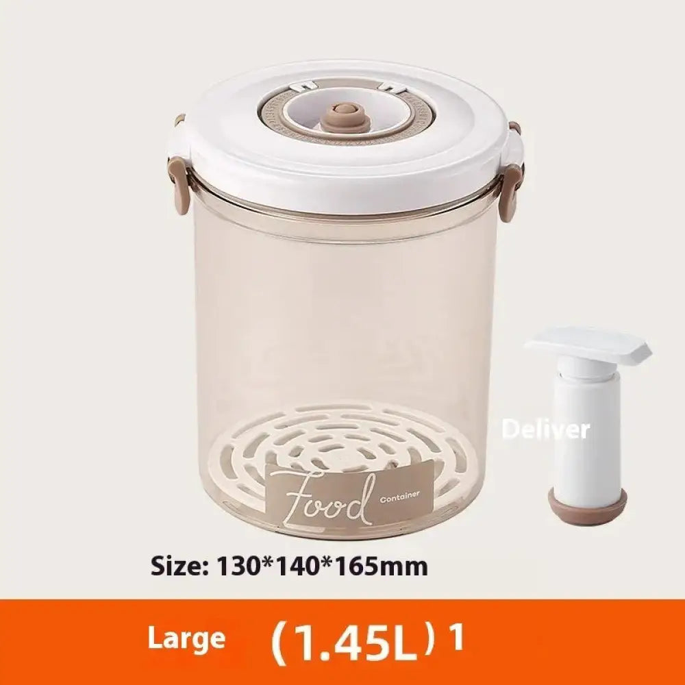 Arbaglobal vacuum seal glass food storage container with white lid beige accents and integrated vacuum pump for freshness