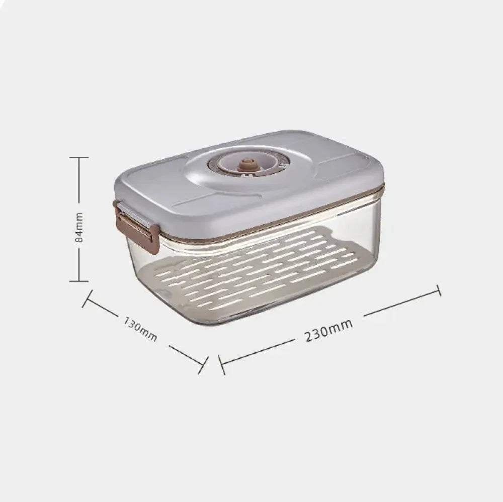 Arbaglobal vacuum seal glass food storage container with clear body gray lid circular vacuum seal and brown handle accents