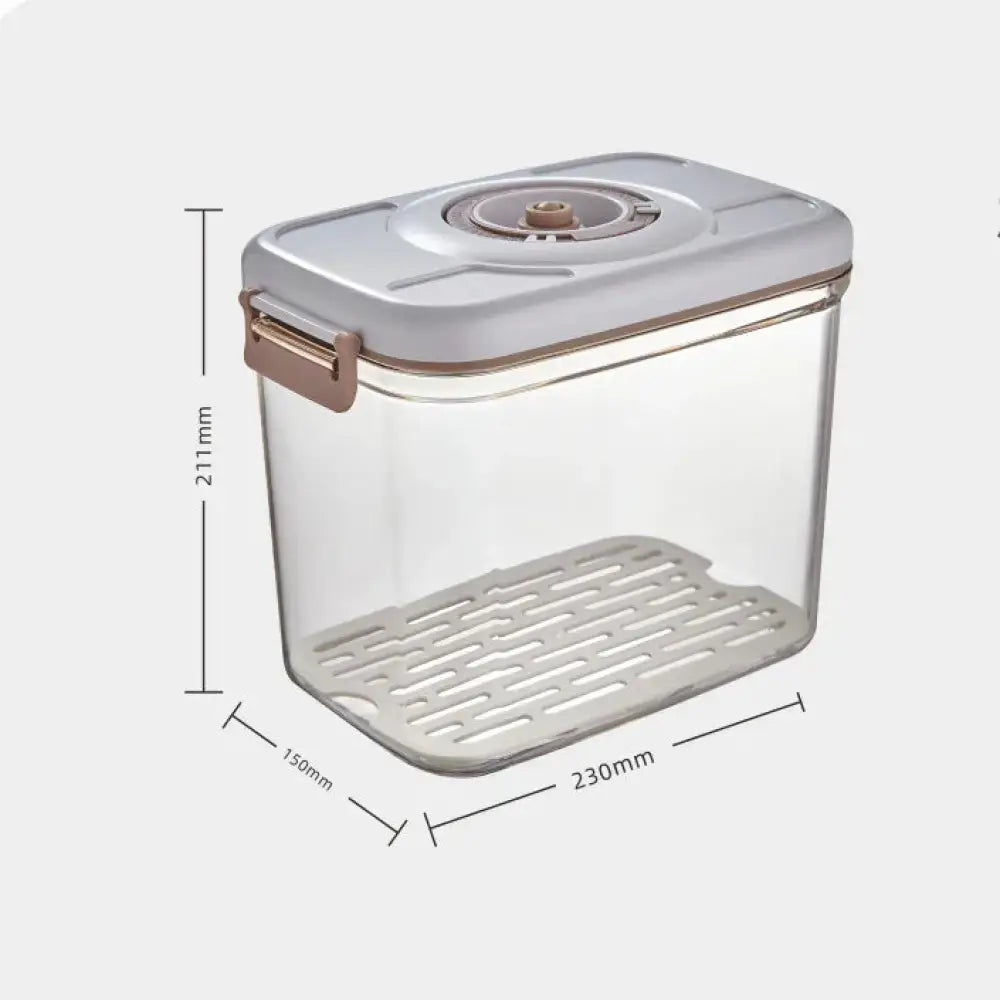 Clear plastic food storage container with light gray lid rose gold accents and sealing mechanism by Arbaglobal Vacuum Seal Set
