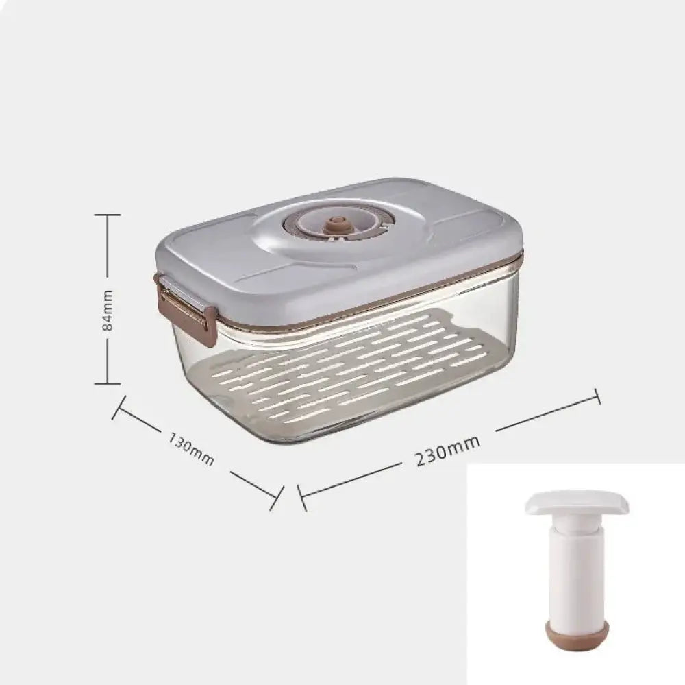 Arbaglobal vacuum seal glass food storage container set with clear plastic vacuum-sealed container and gray lid with brown accents