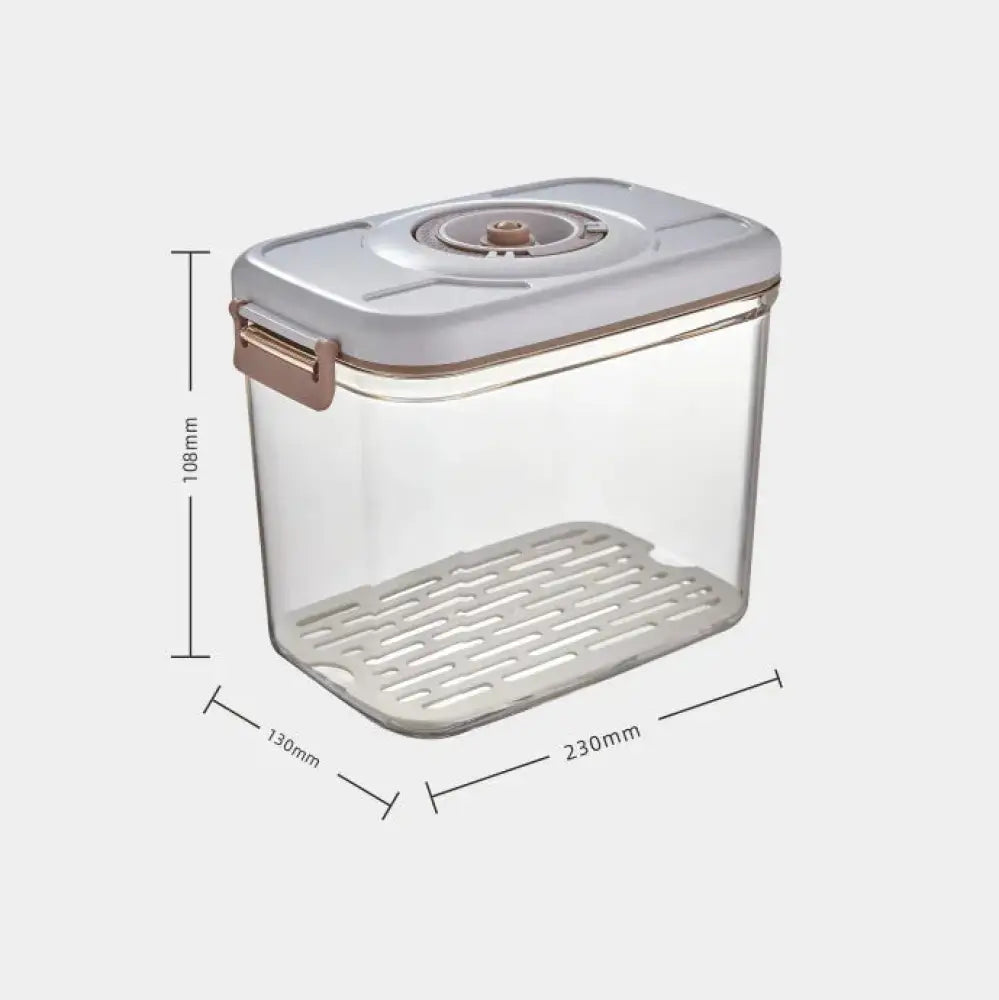 Clear plastic Arbaglobal vacuum seal food storage container with light gray lid rose gold accents and sealing mechanism