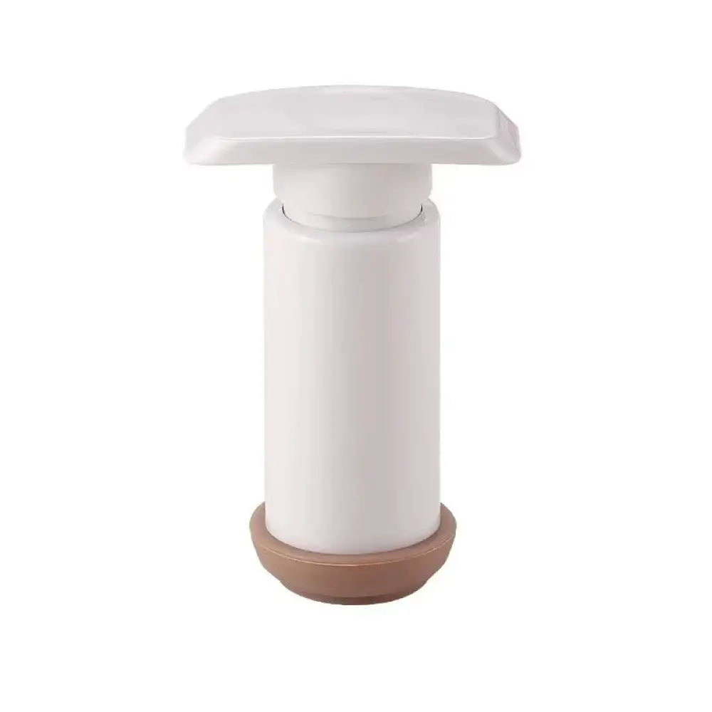 White plastic vacuum pump with beige rubber base for arbaglobal vacuum seal glass food storage container set