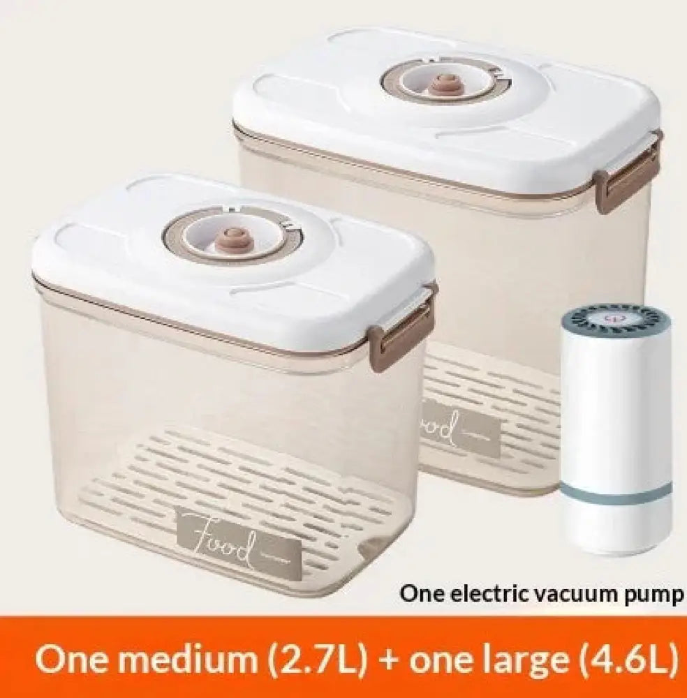 Arbaglobal vacuum seal glass food storage container set with clear plastic containers white lids and brown handles labeled food