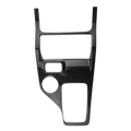 Black carbon fiber center console trim for Ford Everest Ranger featuring sleek textured weave and precise control cutouts