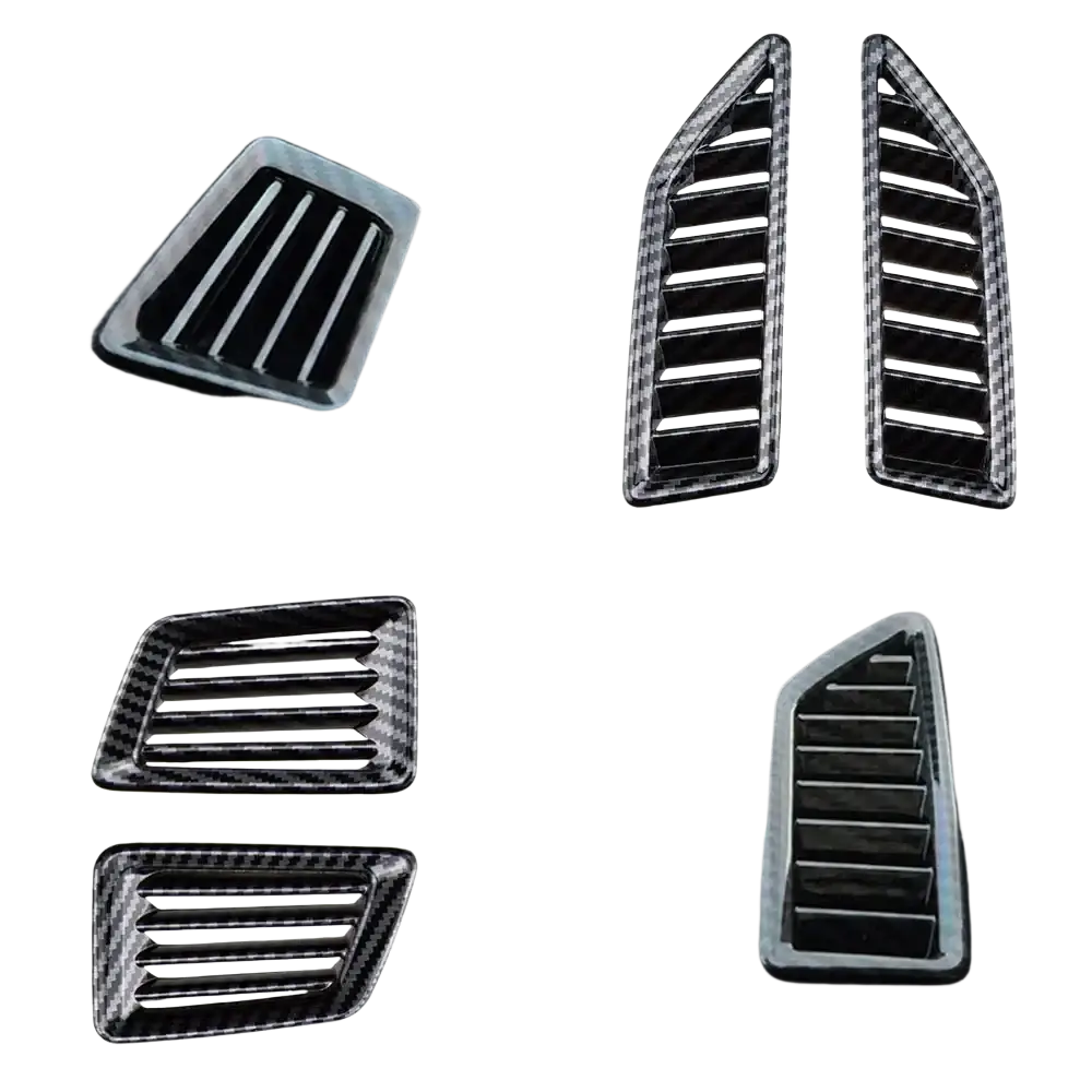 Black carbon fiber textured air vent covers with a sleek modern design for ford everest ranger interior trim cover