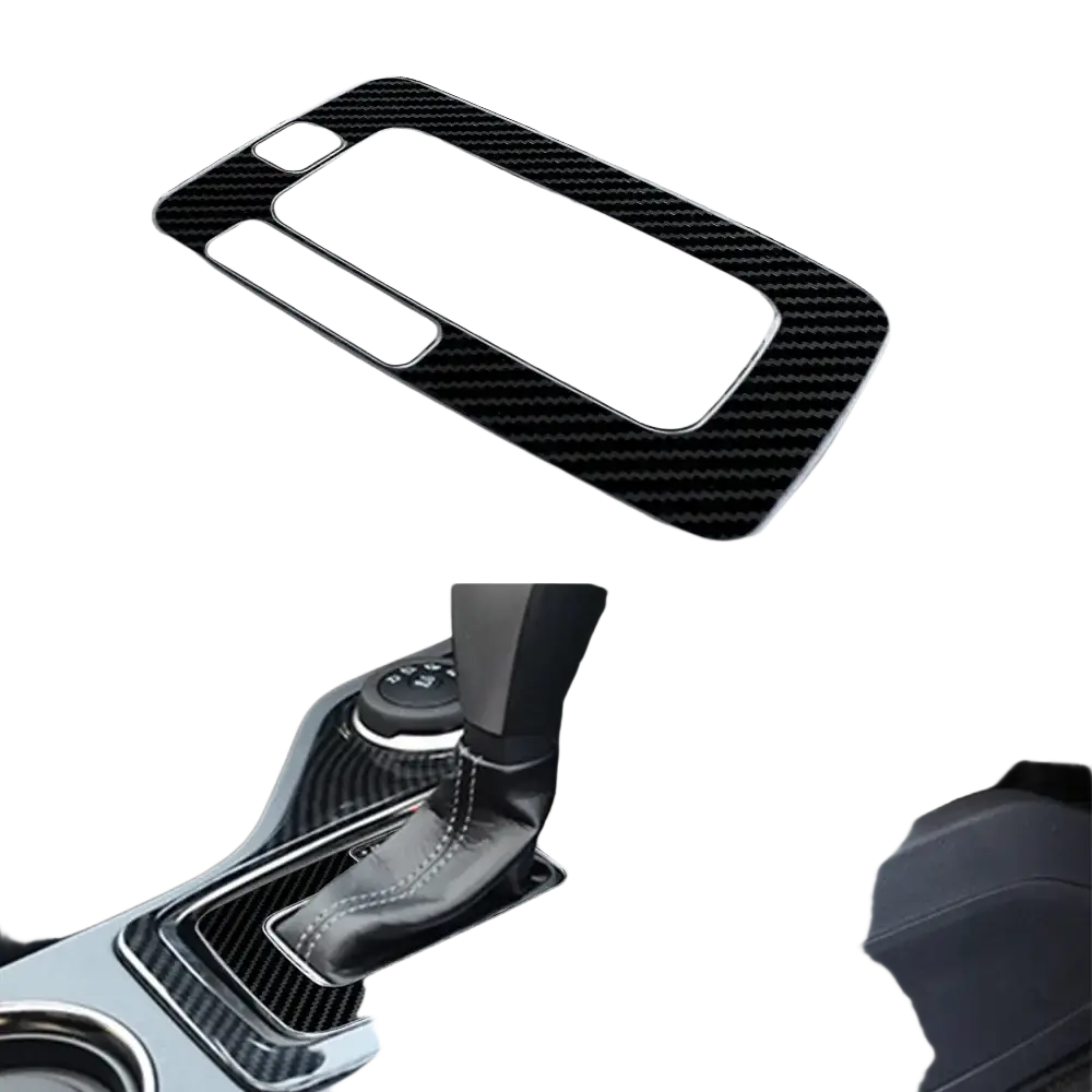 Black carbon fiber textured gear shift console cover with sleek modern design for Ford Everest Ranger interior trim