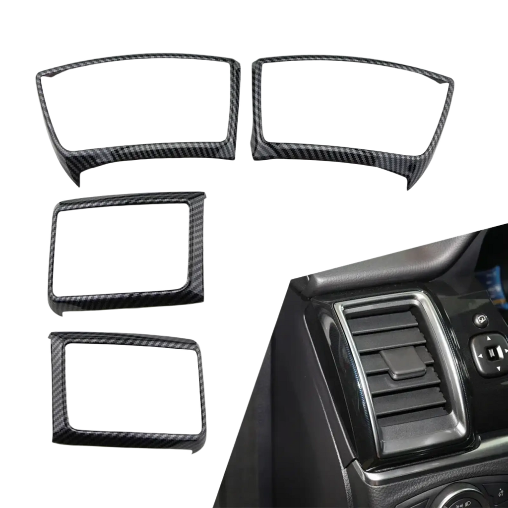 Black carbon fiber textured dashboard trim pieces for ford everest ranger interior upgrade