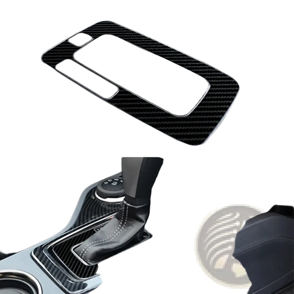 Black carbon fiber textured gear shift console cover with sleek modern design for Ford Everest Ranger interior trim
