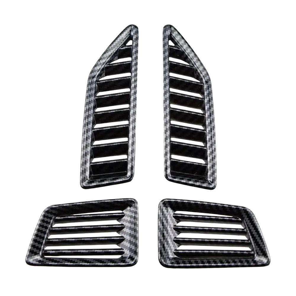 Set of four black carbon fiber textured air vent covers with sleek modern design for ford everest ranger interior trim