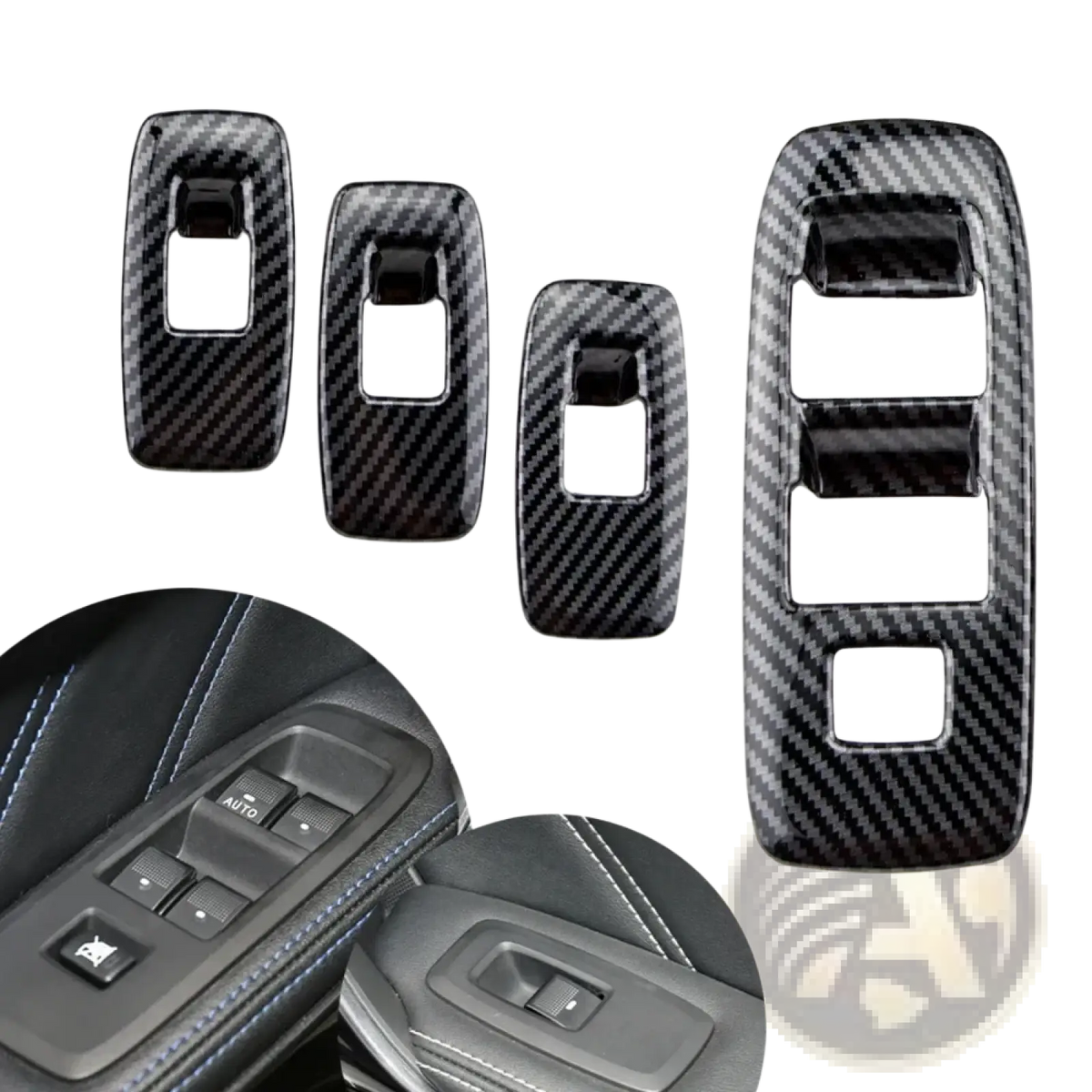 Ford Everest Ranger carbon fiber door handle cover trim pieces in black textured material for car interior enhancement