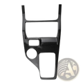 Black carbon fiber center console trim for Ford Everest Ranger featuring sleek textured weave and precise control cutouts