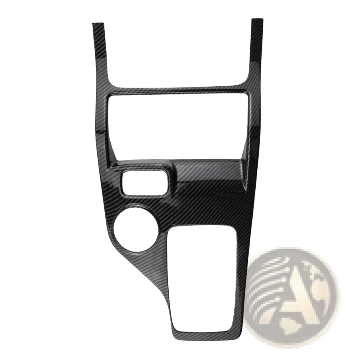 Black carbon fiber center console trim for Ford Everest Ranger featuring sleek textured weave and precise control cutouts