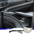 Ford Explorer carbon fiber interior trim kit 2020-2023 with sleek black woven texture and precise fit around engine start button