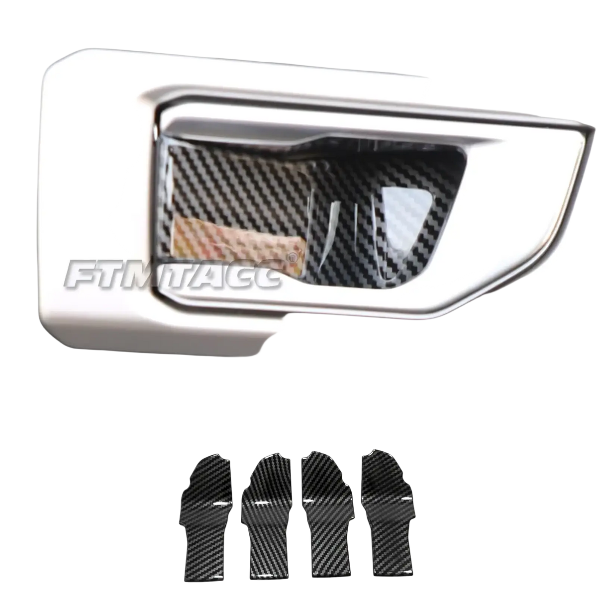 Carbon fiber trim insert in black for ford explorer 2020-2023 door handle bezel interior kit