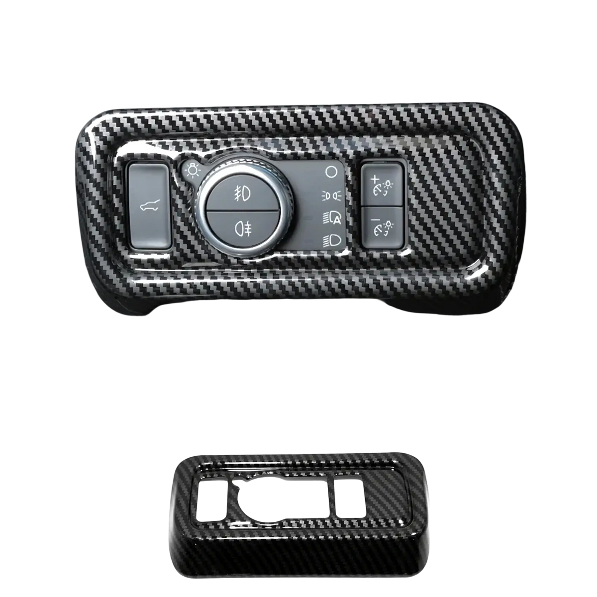 Black carbon fiber textured trim cover for ford explorer 2020-2023 headlight control panel interior kit