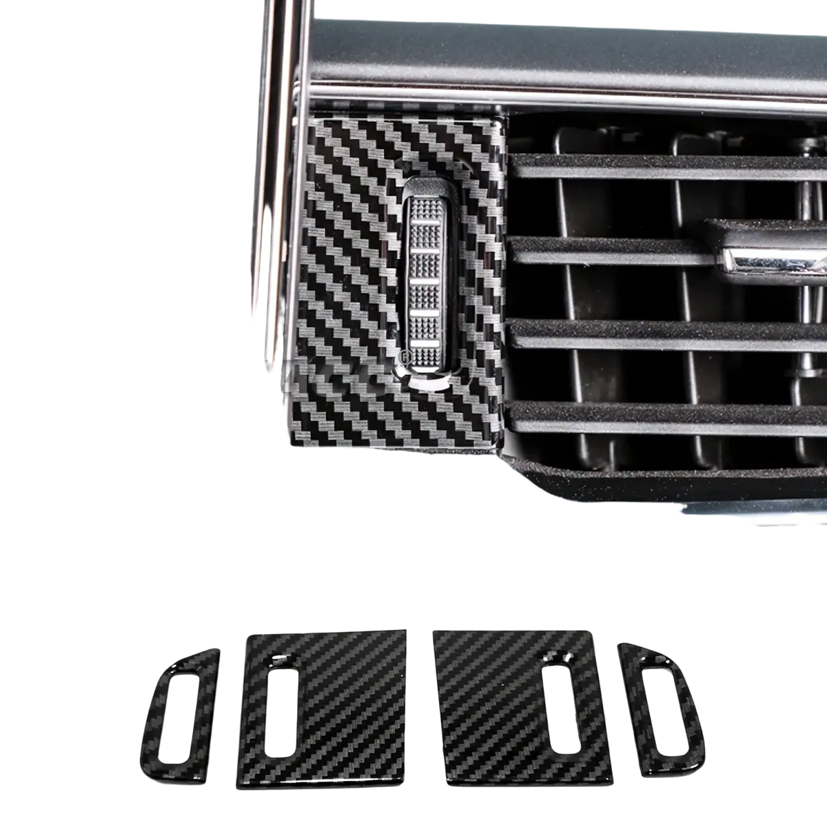 Black carbon fiber textured dashboard air vent cover trim set for ford explorer 2020-2023 interior upgrade