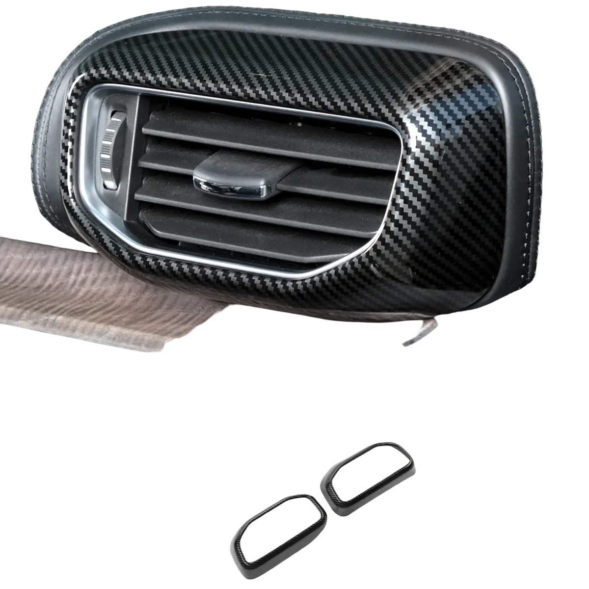 Black carbon fiber textured air vent trim for ford explorer 2020-2023 from carbon fiber interior trim kit