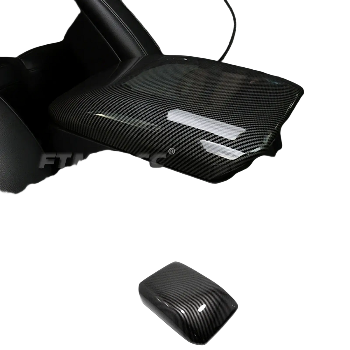 Black carbon fiber center console cover for ford explorer 2020-2023 from interior trim kit