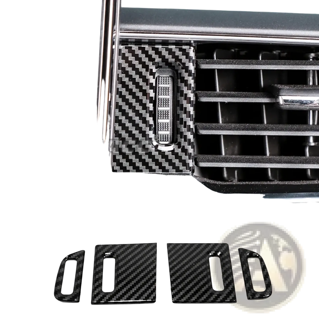 Black carbon fiber textured dashboard air vent cover trim set for ford explorer 2020-2023 interior upgrade