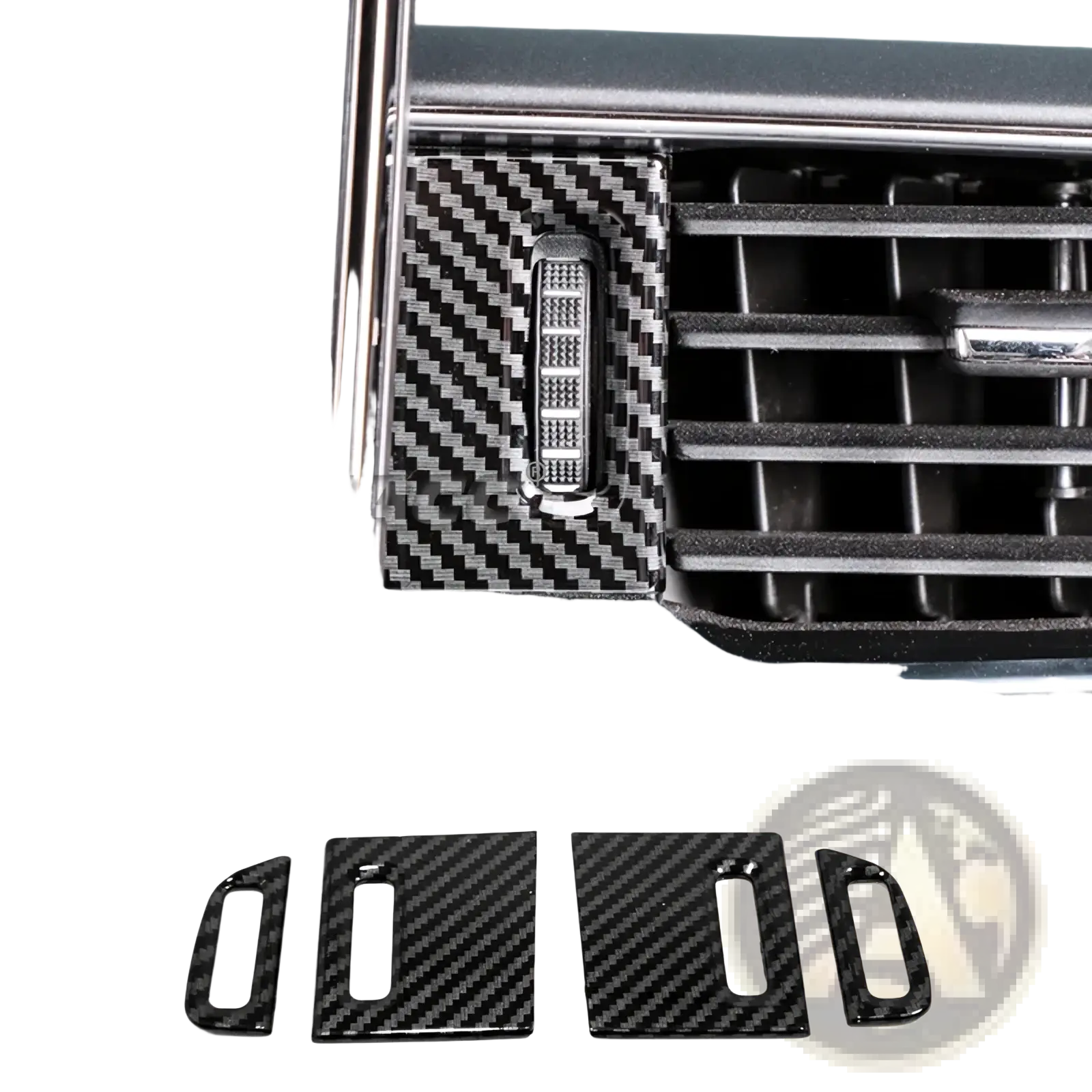 Black carbon fiber textured dashboard air vent cover trim set for ford explorer 2020-2023 interior upgrade