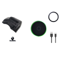 Black wireless charging pad with glowing green rim and circular pattern for ford f150 phone holder wireless charging mount