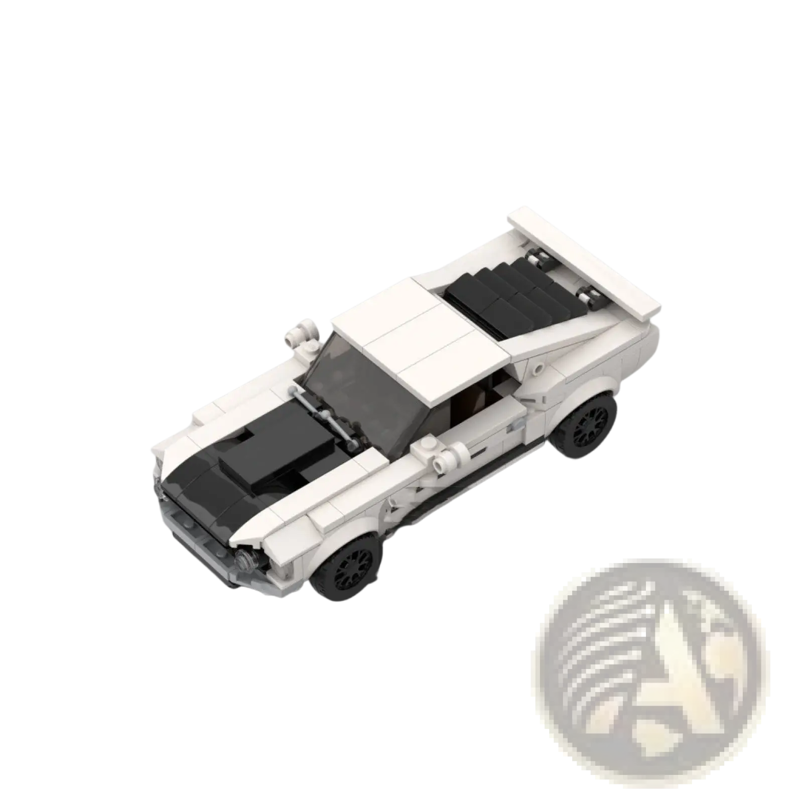 White and black lego ford mustang building block classic muscle car toy with sleek sporty design