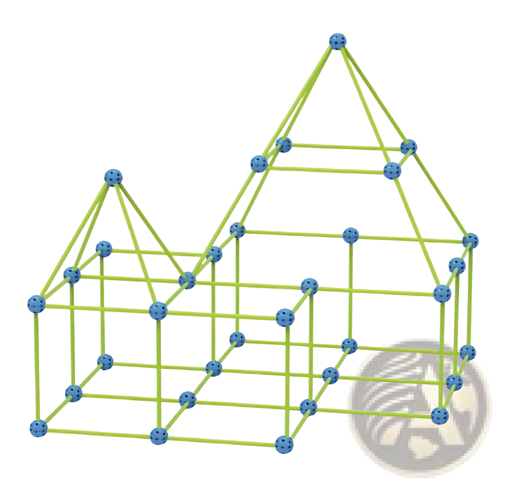 Lime green and blue interlocking plastic building set forming a castle structure from fort building kit glow in the dark kids tent set