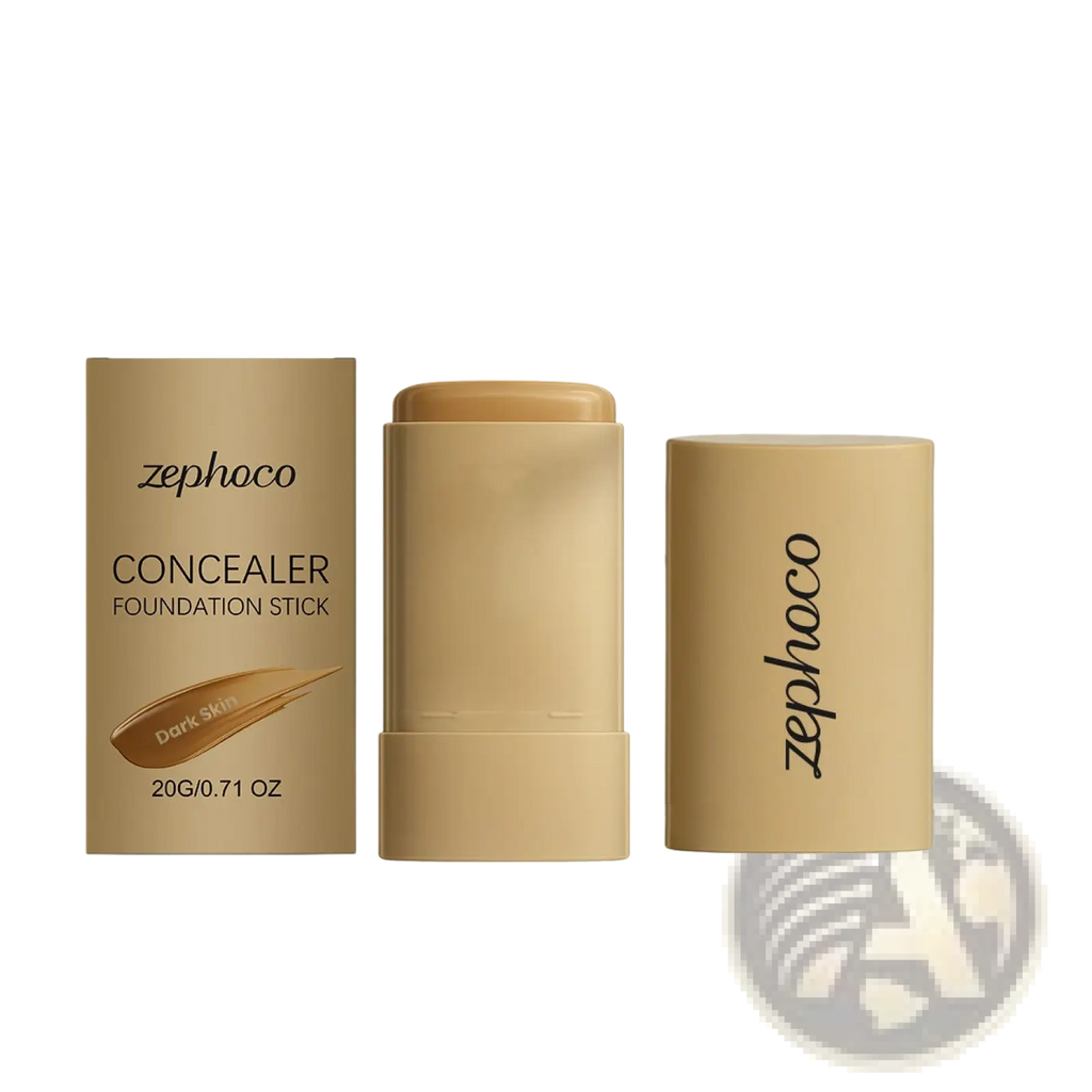 Foundation stick Zephoco natural concealing makeup in sleek beige case designed for dark skin tones